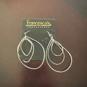 Francesca's Collections Layered Silver Teardrop Earrings